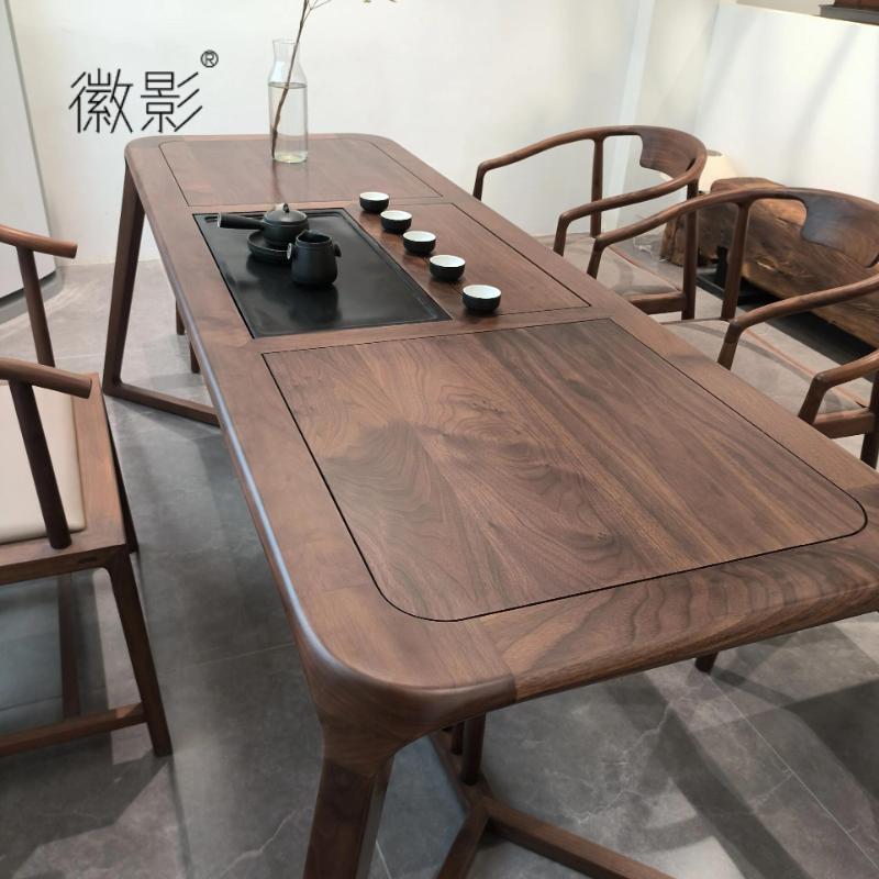 徽影新中式黑胡桃木茶桌椅组合2025新款宋式禅意实木茶室功夫茶台