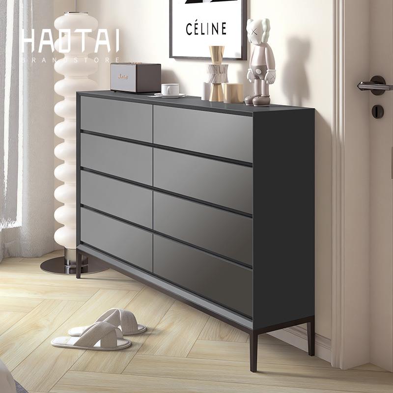 意式极简八斗柜烤漆超薄30cm厚度卧室床尾柜省空间墙边储物抽屉柜