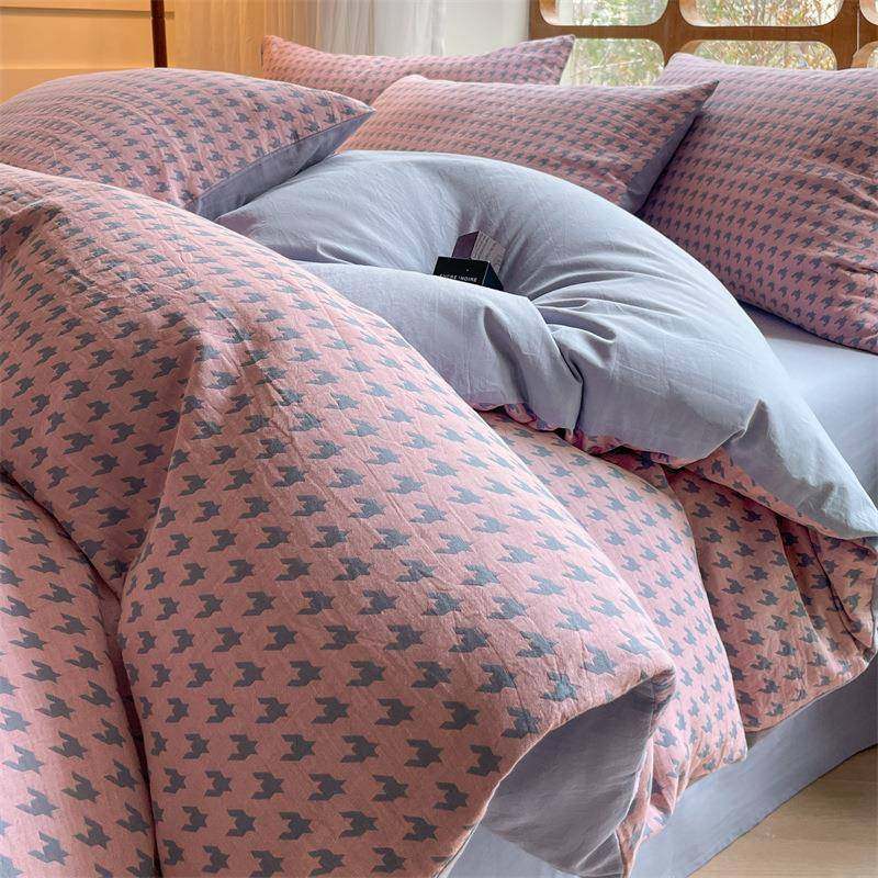 千鸟格全棉双层纱四件套纯棉床单床笠被套新款床上用品工厂,农机/农具/农膜,其它农用工具,淘宝优惠券,粉丝福利购,淘宝优惠卷