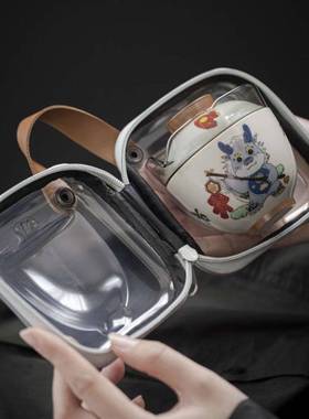 旅行茶具便携户外露营泡茶器茶壶陶瓷快客杯一壶二杯套装logo制作