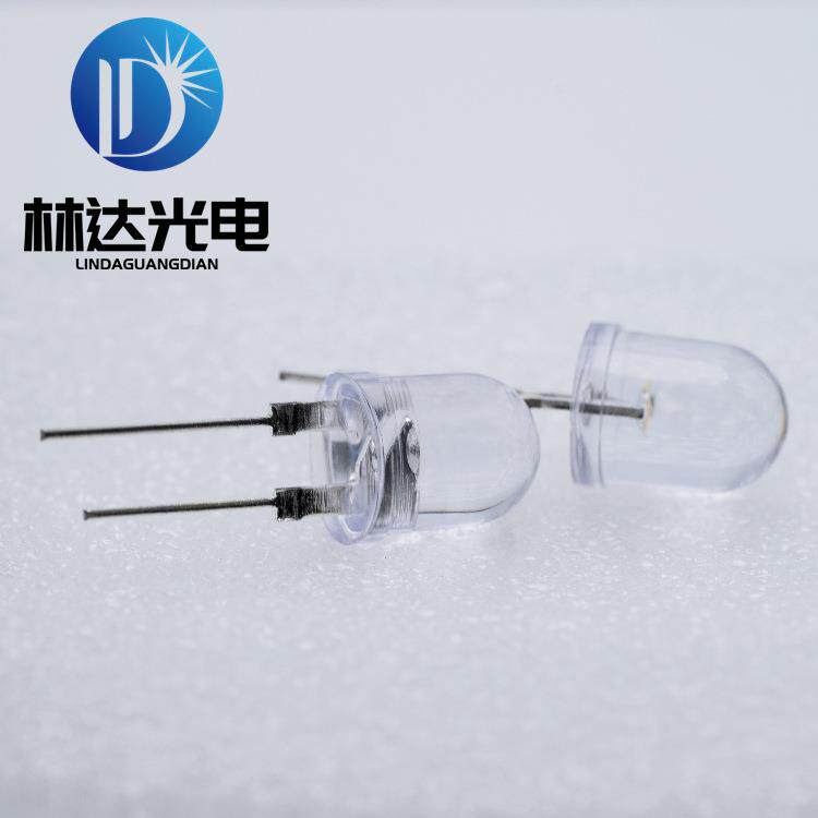 F10圆头白光0.5W大支架led灯珠10mm宽支架白灯手电筒光源