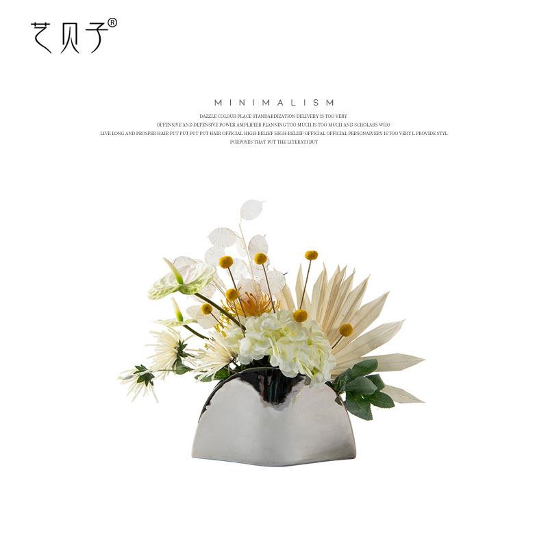 艺贝子新中式极简仿真花艺摆件样板间售楼处餐桌花摆花艺术花束