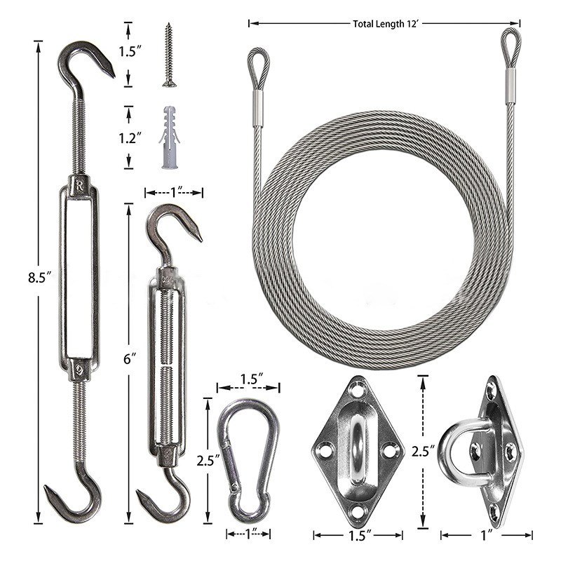 吊环 遮阳帆不锈钢配件 遮阳网遮阳棚配件菱扣弹簧钩 花篮螺栓