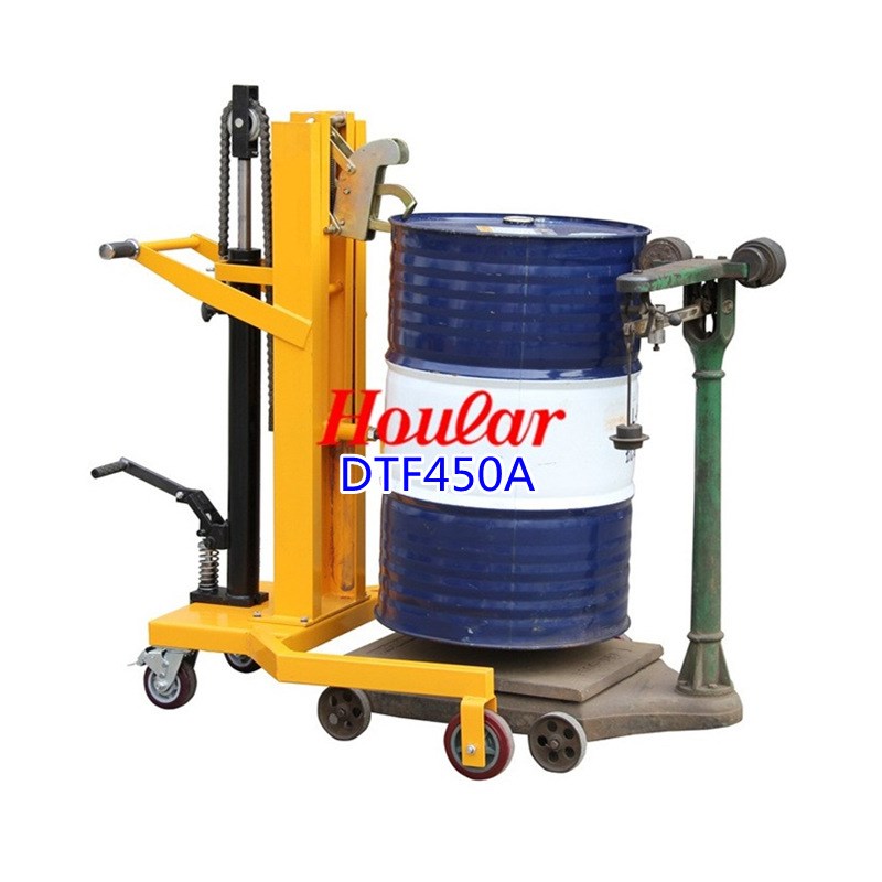 DTF450A升0.6米脚踏式液压油桶车计量式手动堆高车油桶搬运手推车