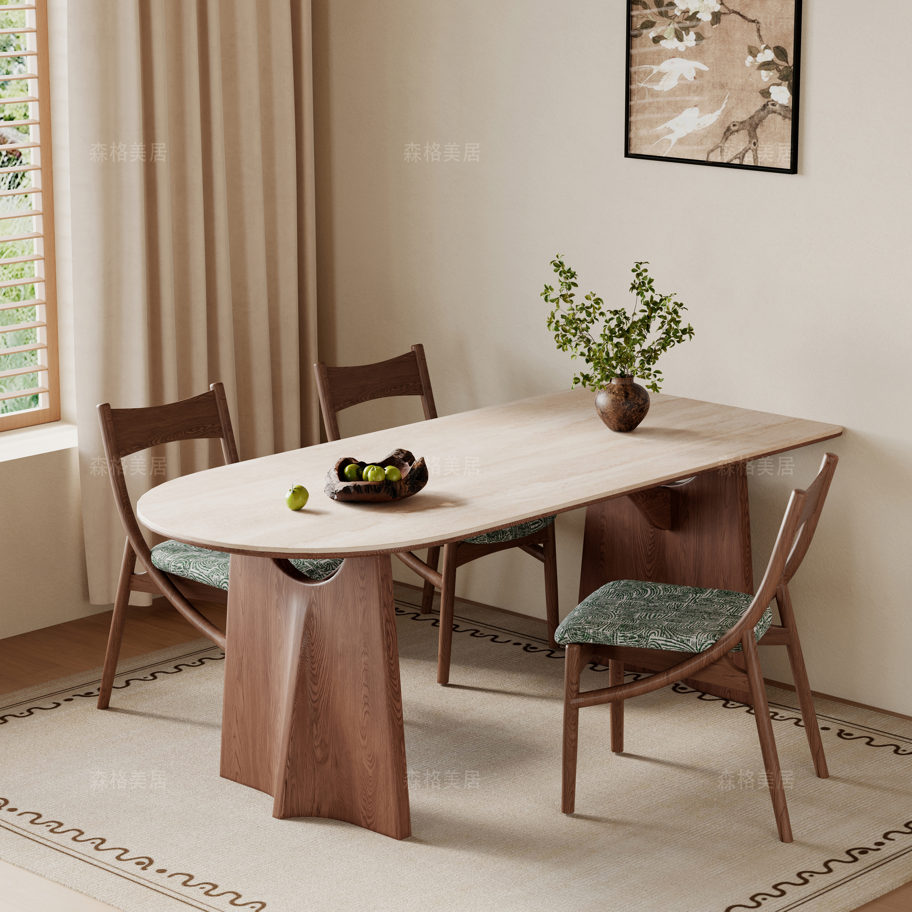 德利丰岩板餐桌家用小户型