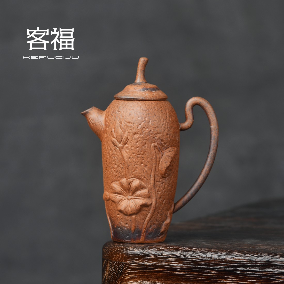 岩矿陶泥材质浮雕荷韵迷你