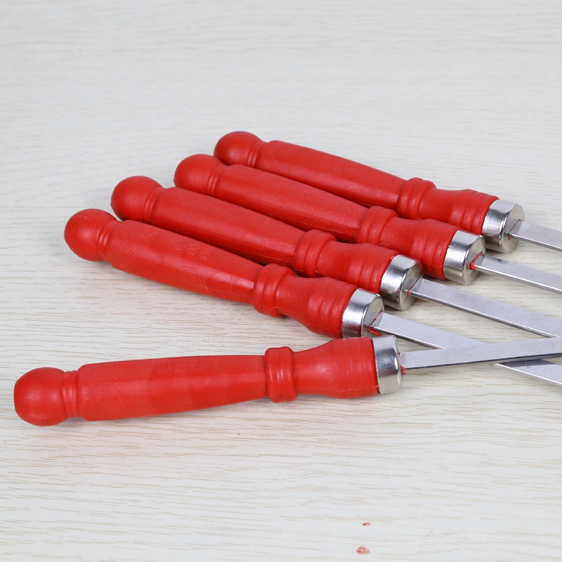 语晴 不锈钢烧烤签子 烧烤针羊肉串扁签铁钎烤签 40厘米 塑料把手