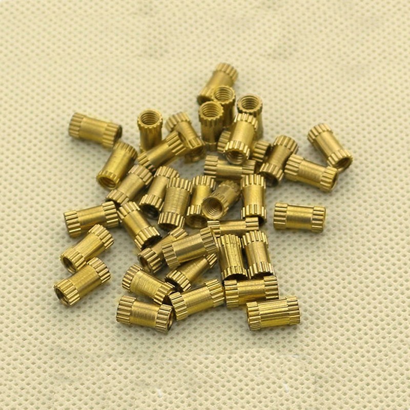 M4*5/6*4-10mm黄铜镶嵌件注塑铜螺母铜预埋件铜滚花螺母铜花螺帽