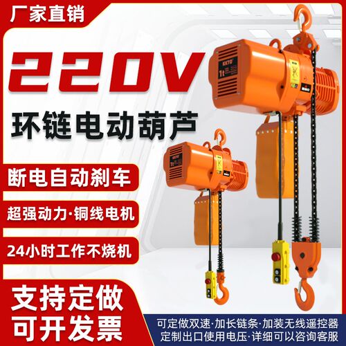 220V环链电动葫芦单相电小吊机家用0.5吨1T2t5吨链条式行车起重机