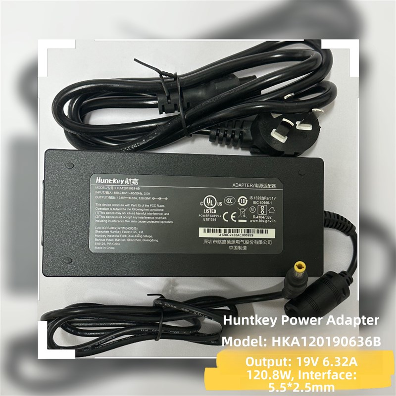Huntkey电源适配器型号Hka 12019063 6B输出19.0V6.32A120.8W