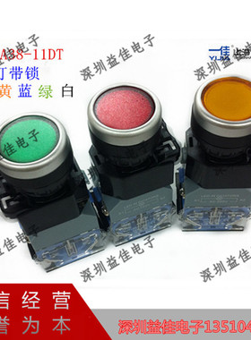 上海一佳仪佳YJLA38-11DNZS铝圈银点带锁带灯平头按钮直径22MM