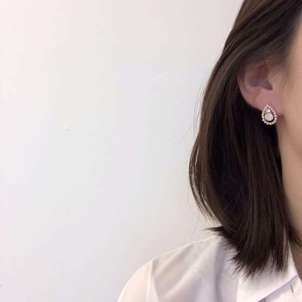 doublet韩国 手工水滴小珍珠水钻气质百搭款 耳钉耳环高级感