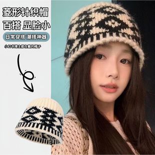 渔夫针织帽子女秋冬季毛绒复古毛线帽保暖护耳大头围冷帽男包头帽