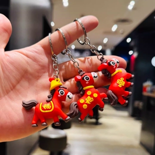 卡通小马钥匙扣中国福马公仔书包挂件幼儿园奖品商场开业店庆礼物