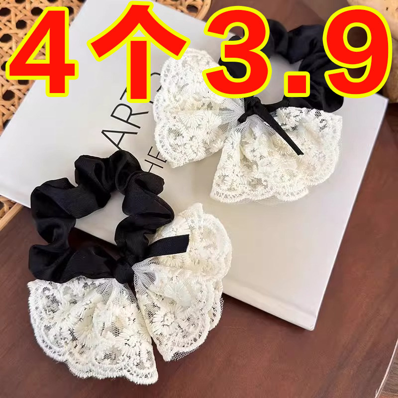 甜美蝴蝶结千金发圈蕾丝双层温柔