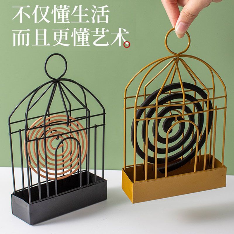 挂式鸟笼蚊香架子蚊香盒家用支架户外蚊香盘托盘带盖安全防火香灰