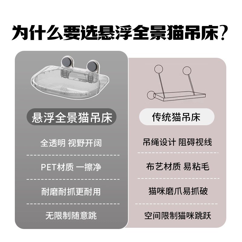 猫吊床窗户窗台晒太阳猫窝吸盘猫挂窗四季通用玻璃吊篮观景台用品