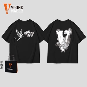 VLONE MABER联名款纯棉短袖2025新款圆领宽松潮流T恤简约高级感