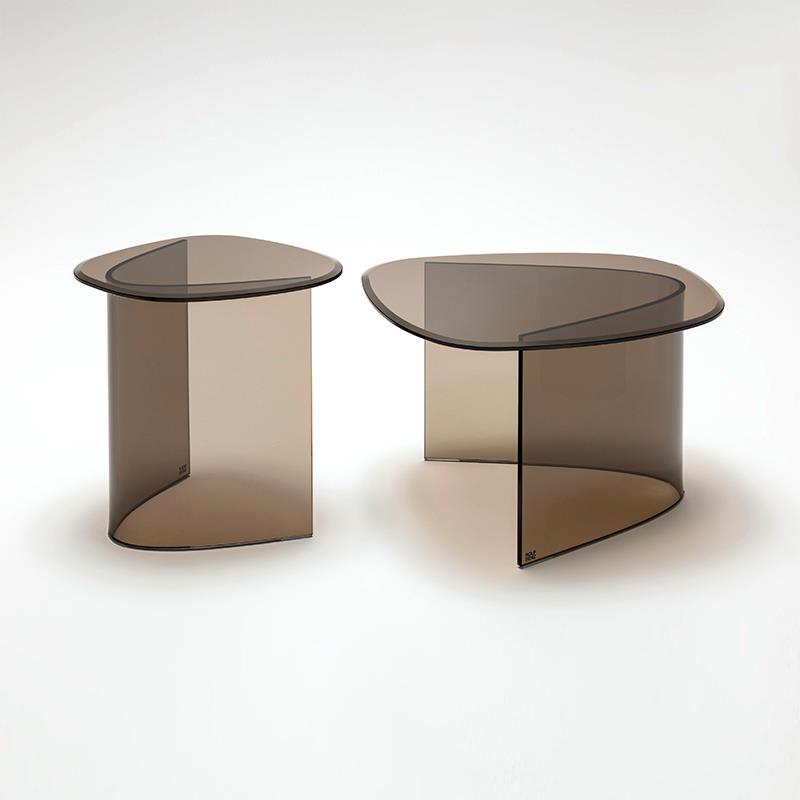 意式极简玻璃茶几组合设计师简约沙发边几异形小户型家用客厅角几