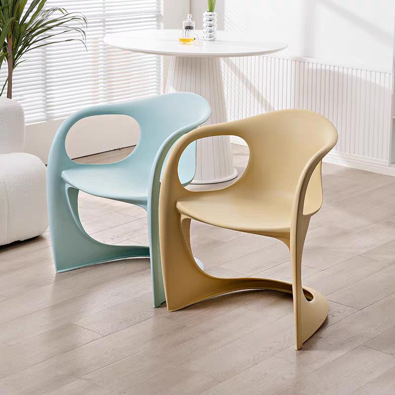 OTHER餐椅北欧简约设计师休闲扶手塑料椅咖啡厅休息区会客洽谈椅