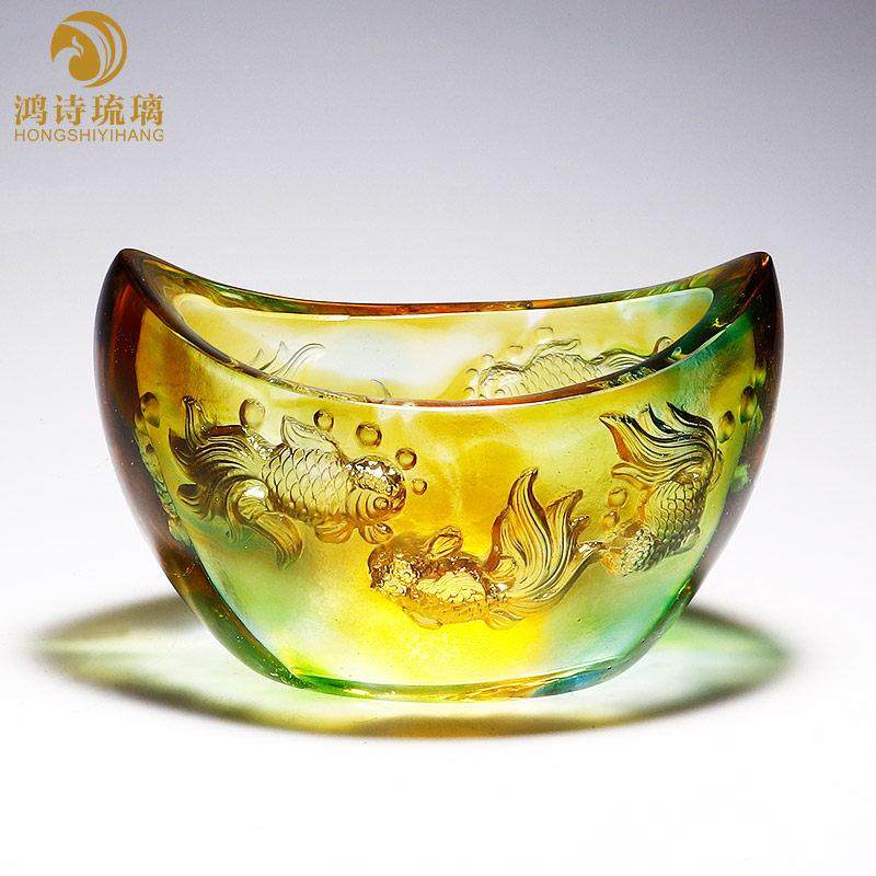 金鱼缸琉璃聚宝盆玄关钥匙收纳摆件客厅装饰品水晶工艺品轻奢高档,家居饰品,装饰摆件,淘宝优惠券,粉丝福利购,淘宝优惠卷