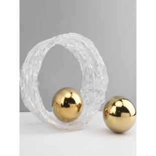 豪克创艺家居现代简约创意波浪玻璃飘带摆件样板房售楼部装饰品