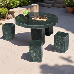 石桌石凳庭院一套家用别墅花园摆件天然石头桌子石椅石凳户外石桌