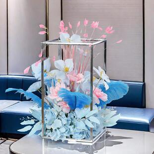 高档电镀几何桌花仿真花艺酒店酒吧ktv包厢茶几桌面装饰布置摆件