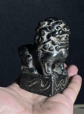 中式彷古彷石雕镇宅案头小狮子镇宅桌面摆件覆古做旧家居工艺装饰