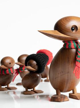 木头鸭子家居装饰品温馨创意墙上桌面窗口摆件可爱丹麦木偶礼物