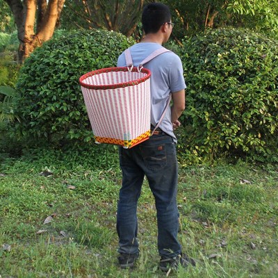 背篓双肩塑料仿竹编纯手工藤编白色家用农用背篼舞蹈道具背筐篮子