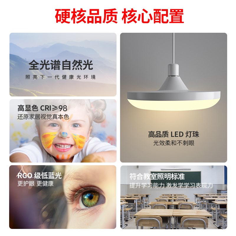 全光谱led灯泡超亮节能卧室护眼灯E27螺口吸顶灯照明灯客厅飞碟灯