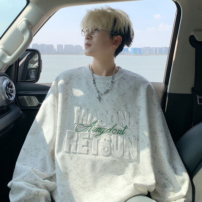 加绒卫衣男款2025新款今年流行爆款秋冬季男生圆领美式高街青少年