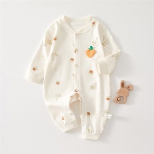 純棉初生寶寶衣服內穿哈衣爬服a類打底內衣睡衣 嬰兒連體衣秋冬款