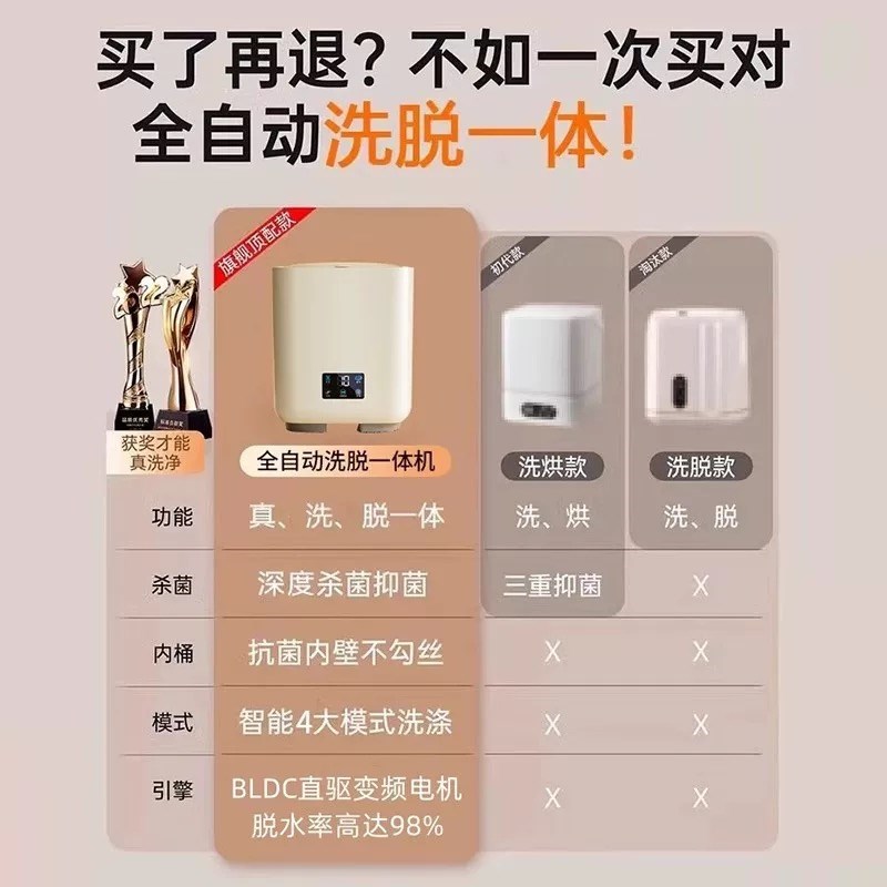 内衣裤洗衣机全自动洗脱一体迷你幼婴儿小型专用洗袜子机神器臭氧