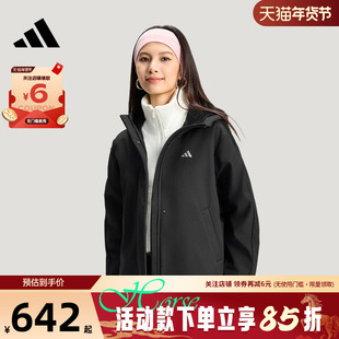 adidas阿迪达斯女子冬季运动休闲夹克加绒保暖黑色外套KS2782