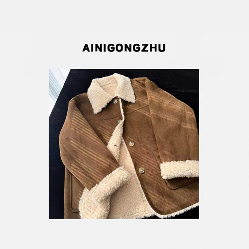 冬季新款双面穿中长款羊毛百搭外套K25301