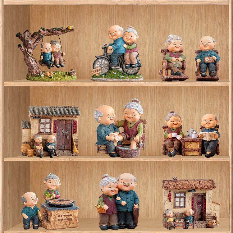 新中式玄关老头老太太人乔迁新居酒柜客厅电视柜家居装饰品小摆件,家居饰品,装饰摆件,淘宝优惠券,粉丝福利购,淘宝优惠卷