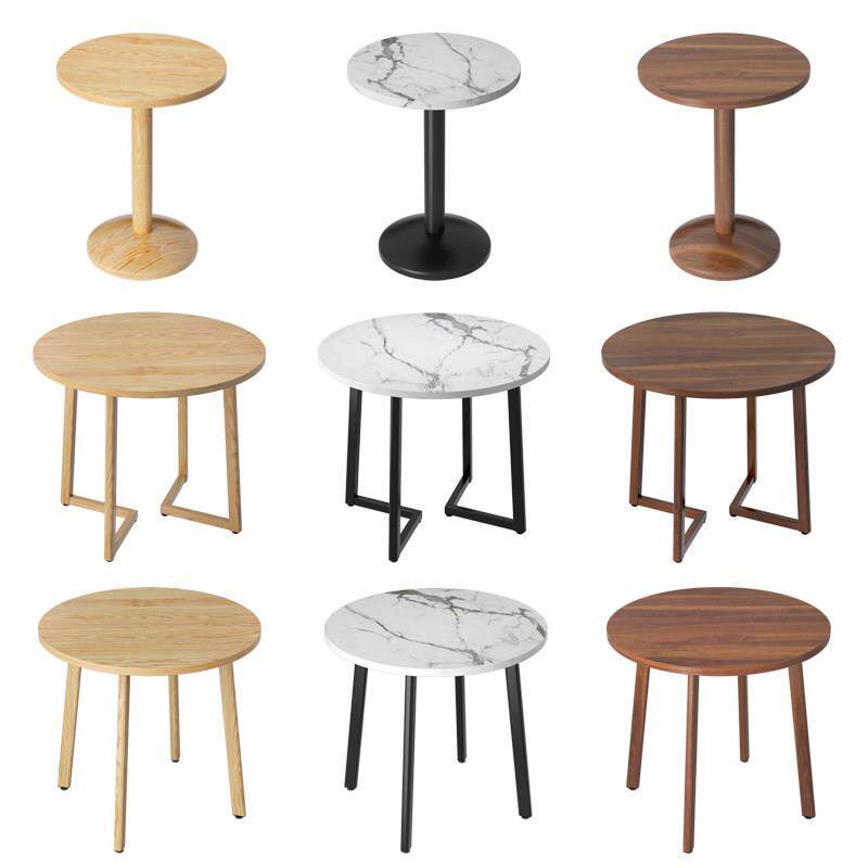 接待洽谈小圆桌会客奶茶店桌椅组合黑白色家用圆形咖啡快餐方桌子