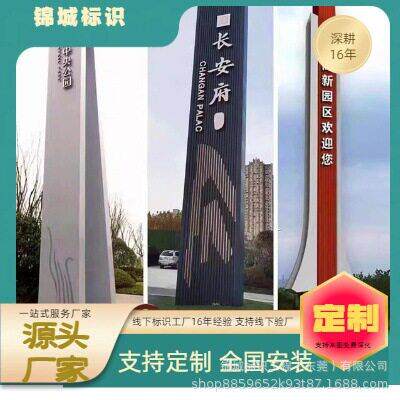 精神堡垒不锈钢导向牌景区公园导视牌指引标示标牌园区指路标识牌