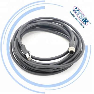 EtherNet IP总线电缆连接器M12 A编码 8芯转RJ45水晶头 千兆网线