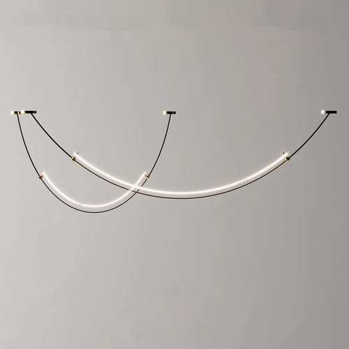 北欧餐厅吊灯设计师现代艺术前台吧台简约样板间弧形线条客厅吊灯