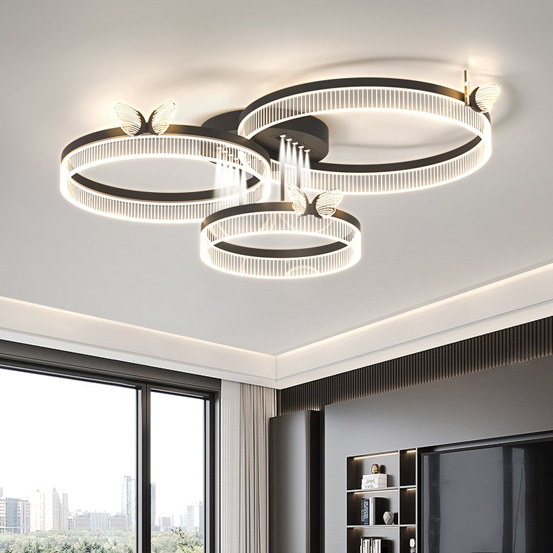 意式极简客厅主灯简约现代2024新款几何圆环吸顶灯具组合全屋套餐