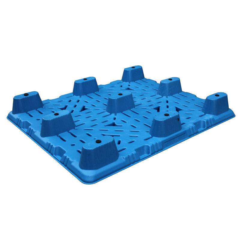 物流平板塑料垫板可套叠防潮垫板叉车地台板仓库垫板九脚吹塑托盘