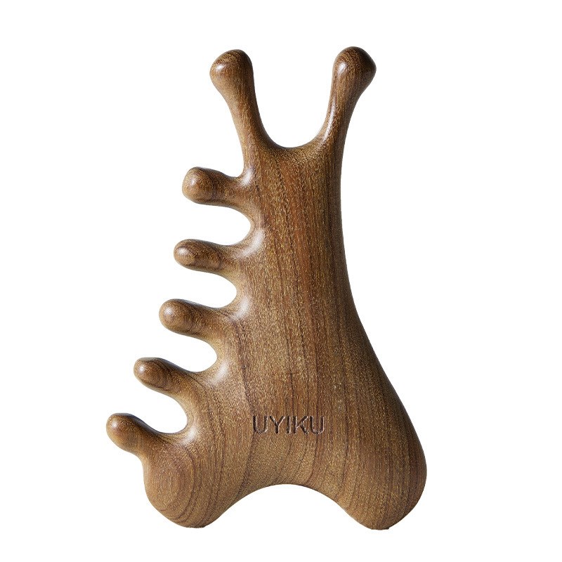 UYIKU头皮按摩梳头部经络梳子檀木梳宽齿养生头疗梳眼部鼻梁面部