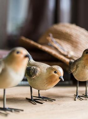 掬涵树脂小鸟四件套装饰摆件手工鸟桌面玄关书房拍摄道具