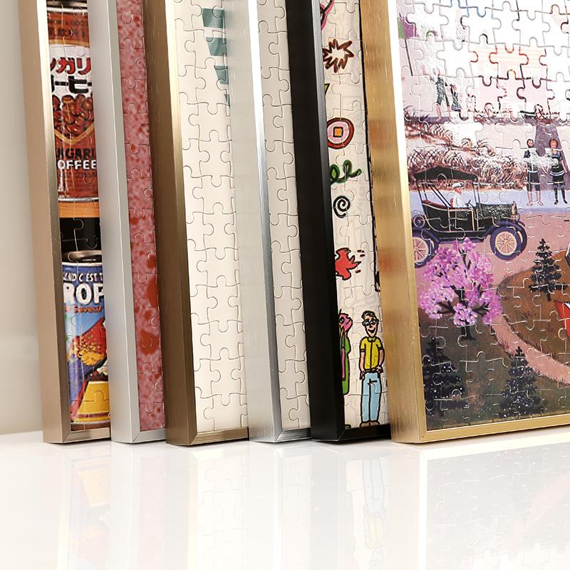 拼图相框1000片窄边铝合金拼图画框像框裱框摆台300片500片1500片