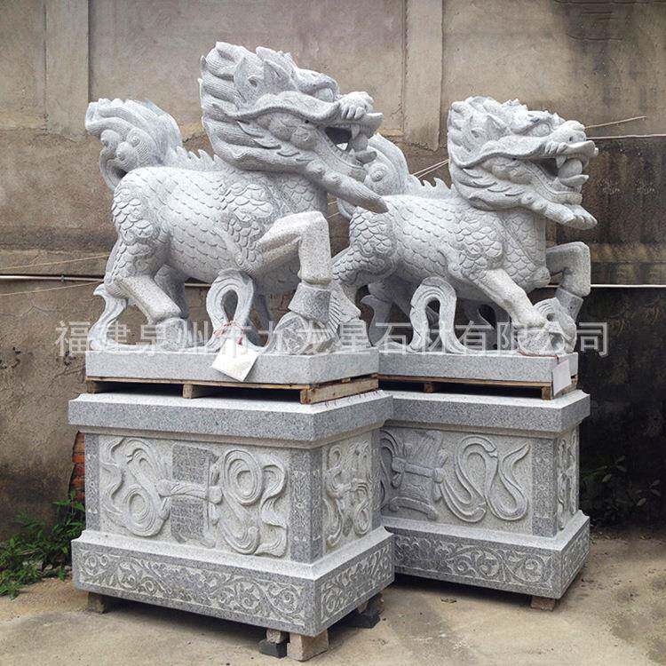 石雕麒麟一对汉白玉镇别墅商场门口摆件青石家用宅天然大理石貔貅