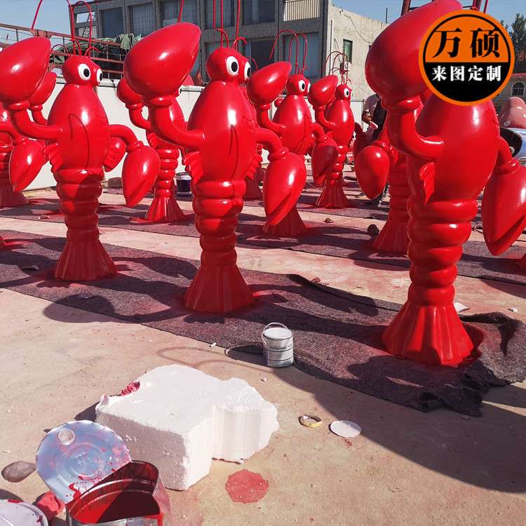 现货玻璃钢龙虾雕塑龙虾养殖基地饭店餐厅迎宾虾雕塑装饰摆件