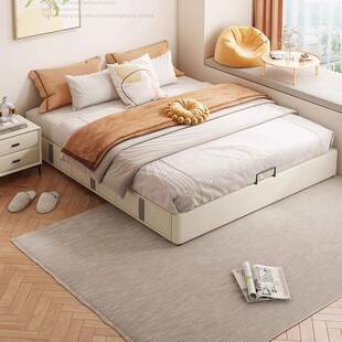 小户型无床头床日式榻榻米皮床次卧收纳北欧三抽屉高箱气压储物床